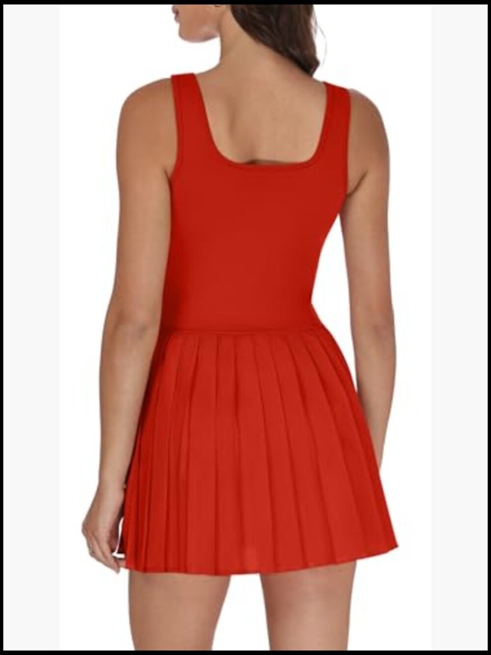 A-Line Tennis Dress with Built-in Shorts Pockets Sleeveless Pleated High Waist - Picture 2 of 5